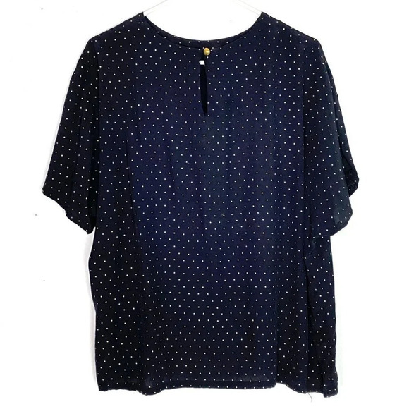 Vintage 90s Blouse Black Gold Polka Dot Womens Plus Size 2X 2XL Short Sleeve - Picture 2 of 11